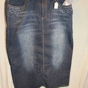 Be Girl Denim Maxi Skirt with Embellishments